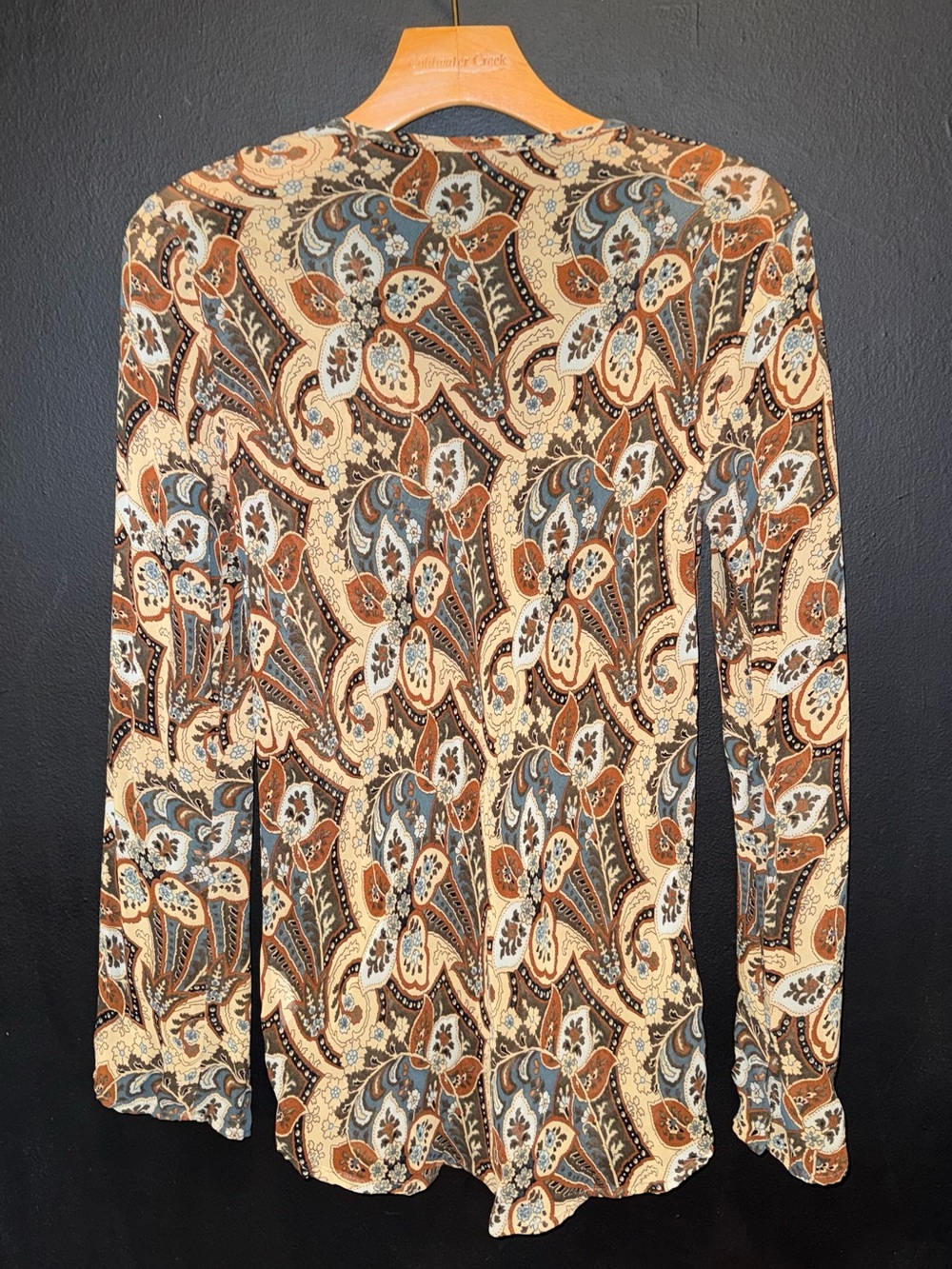 Jethro Paisley Long-Sleeve Blouse in Brown & Blue - Picture 1 of 3